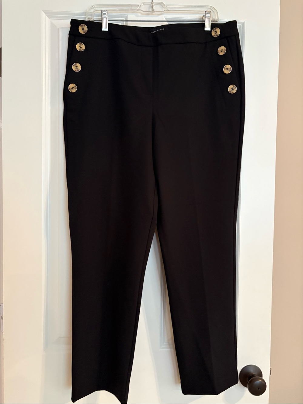 Rachel Zoe Black Cropped Pants with Gold-Tone Buttons